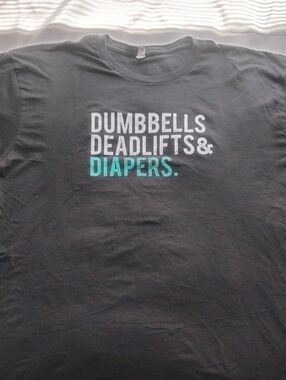 Men's Black Graphic Tee - Dumbbells Deadlifts & Diapers